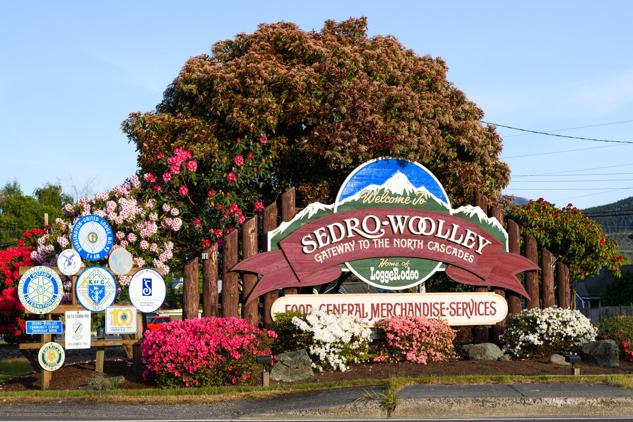 Sedro Woolley, WA, USA - May 11, 2021; Welcom sign to Sedro Woolley, Gateway to the North Cascades in Washington State