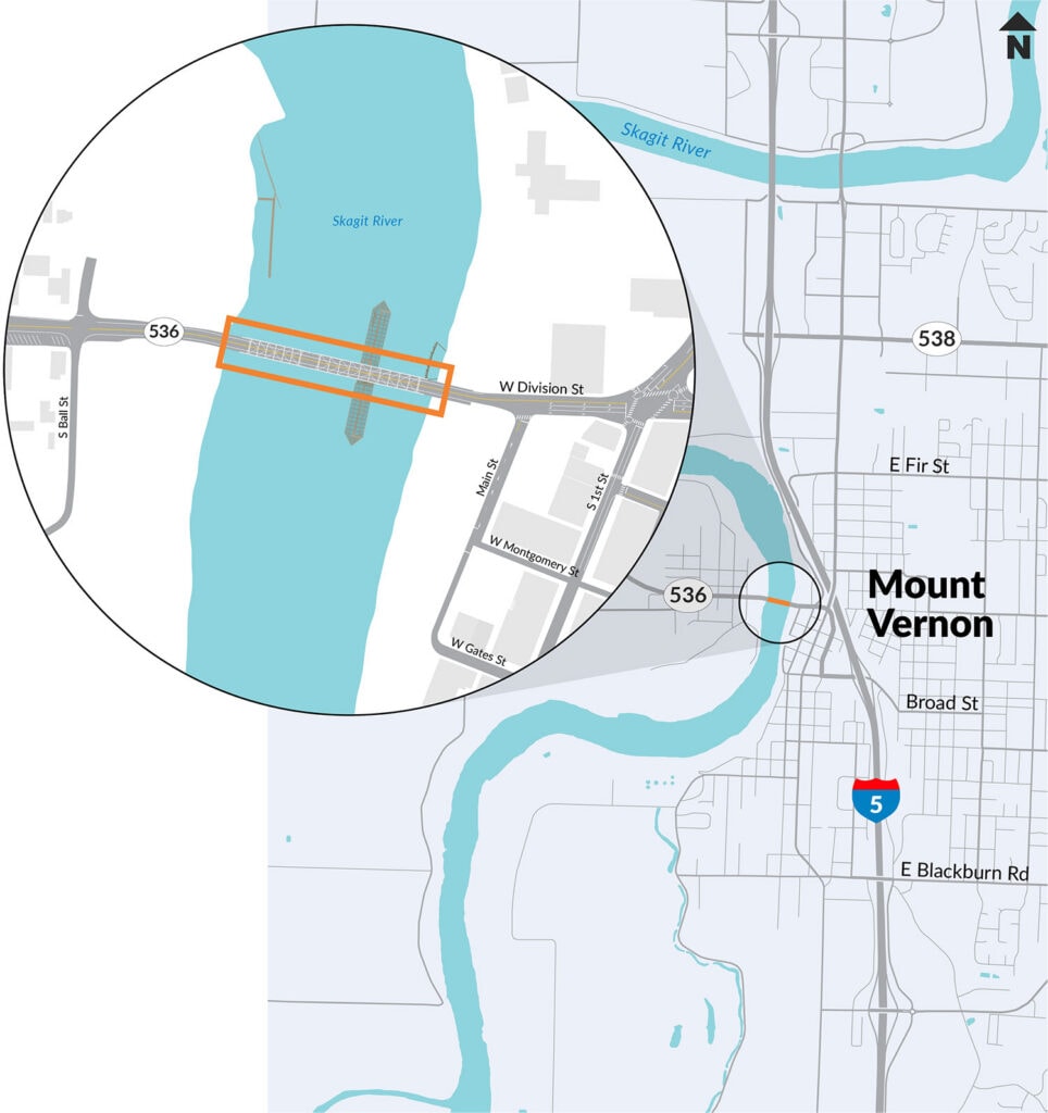 Map of Skagit River Bridge painting on SR 536